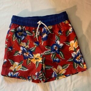 Janie and Jack Red Floral Kids Swim Trunks